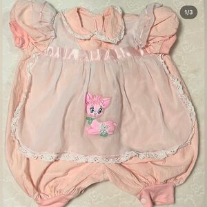 Vintage pink  deer romper